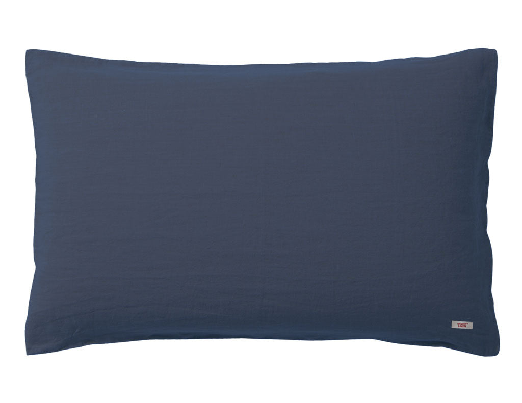 Blended double color linen pillowcase Navy/Aqua - Naughty Linen