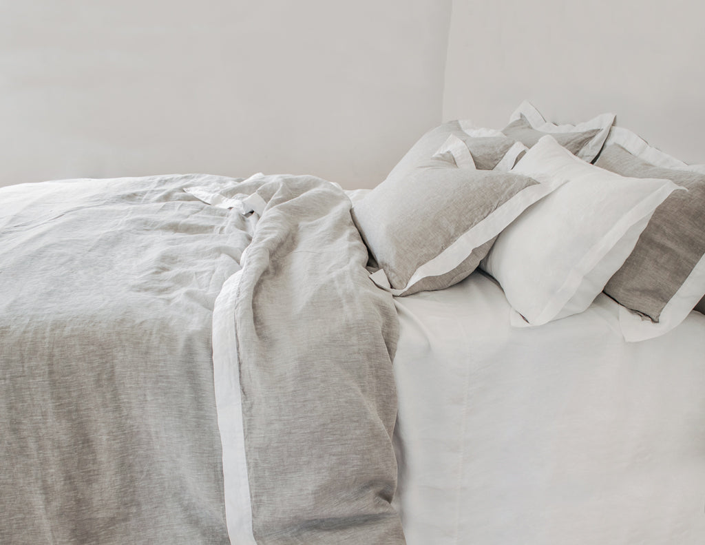Naughty pillowcase Melange Beige/White - Naughty Linen