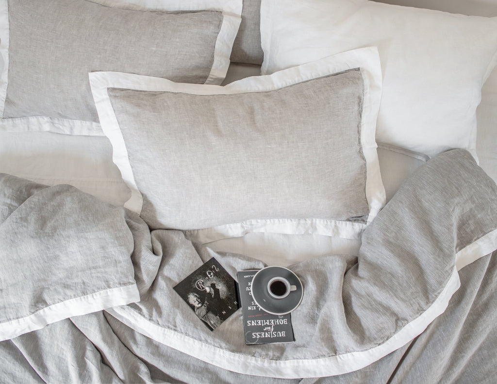 Naughty pillowcase Melange Beige/White - Naughty Linen