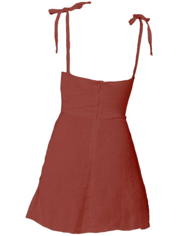 Mini linen dress in Marsala - Naughty Linen