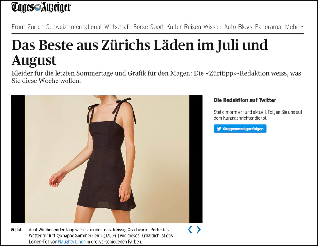 Naughty Linen dresses in Tages Anzeiger