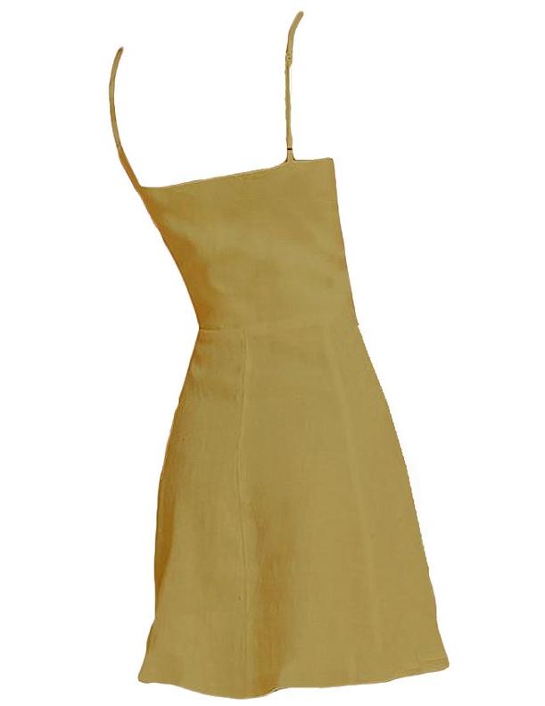 Short linen dress with buttons in Senf - Naughty Linen