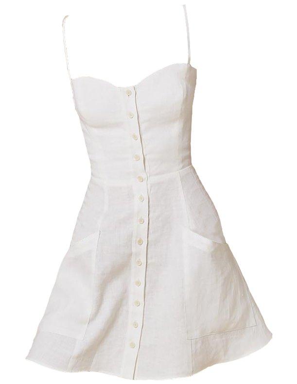 Short linen dress with buttons in White - Naughty Linen