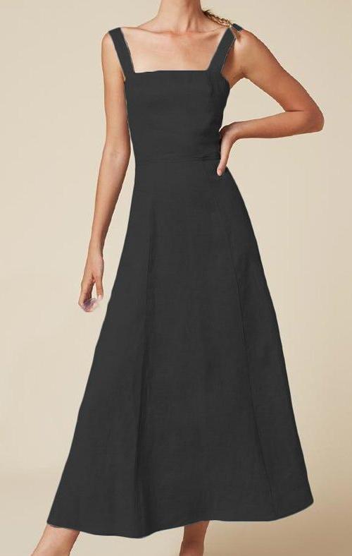 Long Linen dress in Black - Naughty Linen