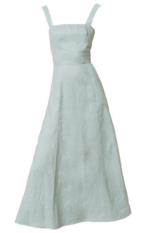 Long Linen dress in Olive - Naughty Linen