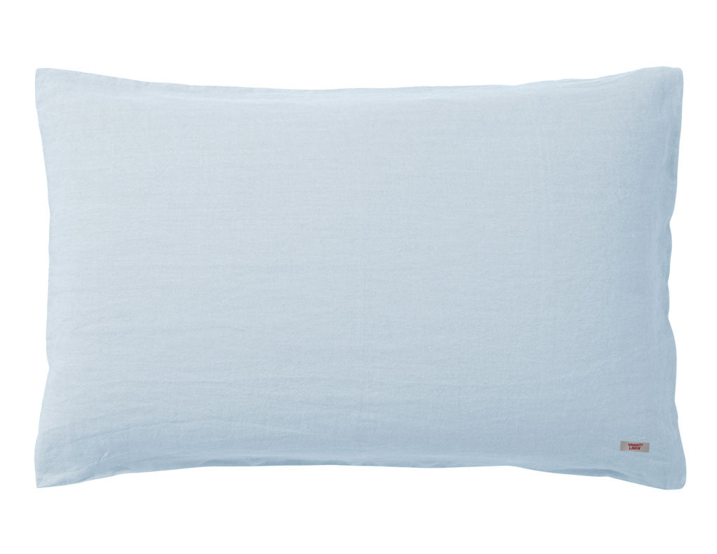 Blended two-color Baby blue/White linen pillowcase - Naughty Linen