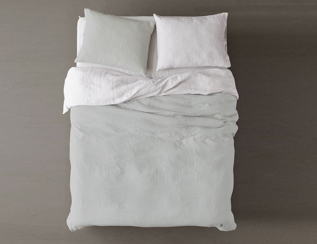 Blended two-color Silver mist/White linen pillowcase - Naughty Linen