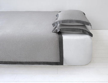 Naughty linen duvet cover Melange grey/Grey border - Naughty Linen
