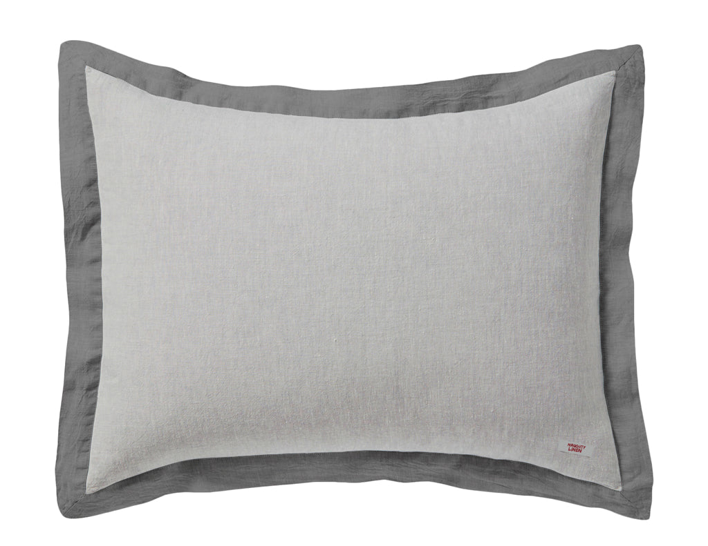 Naughty pillowcase Melange grey/Grey border - Naughty Linen