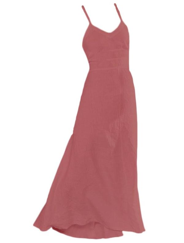 Lace up long dress in Marsala - Naughty Linen