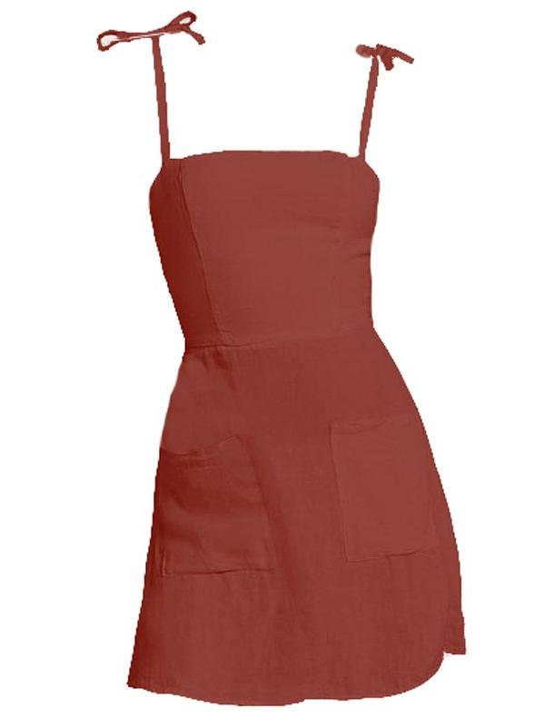 Mini linen dress in Marsala - Naughty Linen