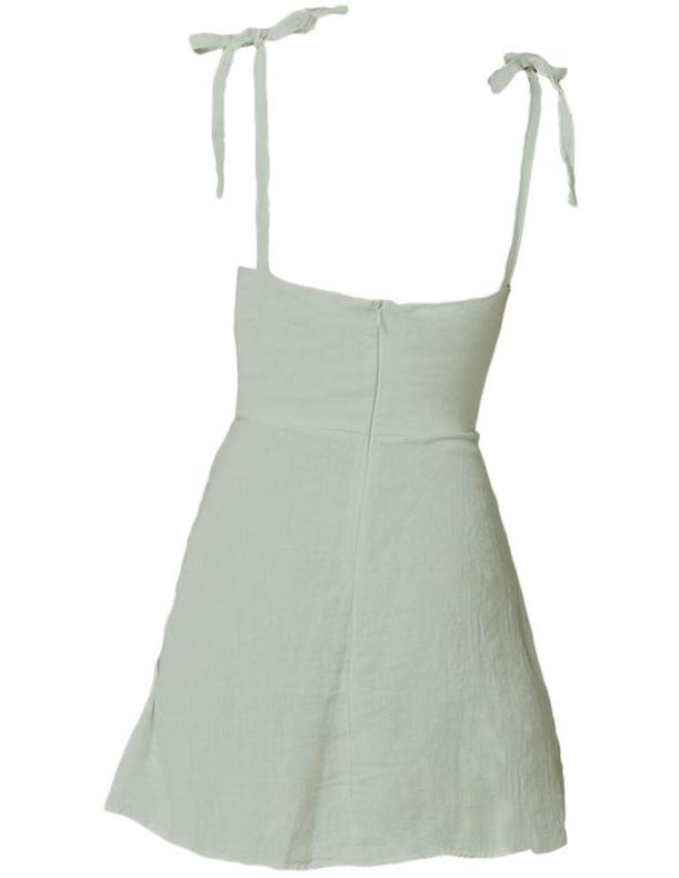 Mini linen dress in Olive - Naughty Linen
